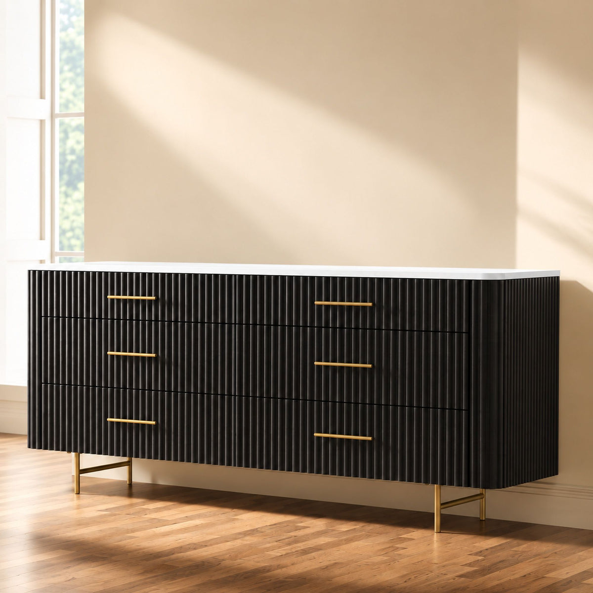 Clayten - Dresser - Espresso / White Marble