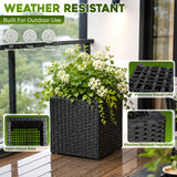 Cubic Planter Box, Plant Pot With Insert Indoor Outdor - Black