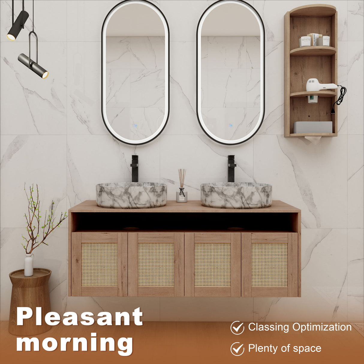 Bathroom Vanity & Art Sink And Storage Rack, Float Mounting Design