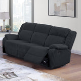 Motion Reclining Sofa With Seat And Adjustable Footrests For Living Room - Black