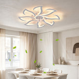 Flower Ceiling Fan With Remote Controlled LED Light, Flush Mount DC Motor Fan