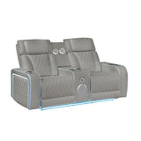 Electra - Power Reclining Loveseat With Power Headrests, Console, Speakers, Massage, LED Lighting And USB Control
