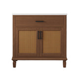 Bathroom Vanity With Ceramic Sink, Modern Free Standing Cabinet With Soft Close Drawers