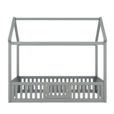 Wood House Bed With Fence And Door