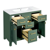 Bathroom Vanity With Sink, Cabinet With 4 Drawers & 2 Soft Close Doors, Rectangular Storage Unit For Bathroom