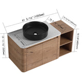 Wall Mounted Bathroom Vanity With Art Sink, 1 Storage Shelf, 2 Soft Close Doors