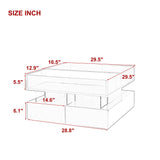Lift Top Coffee Table With 2 Drawers, Hidden Space And LED Lights For Living Room