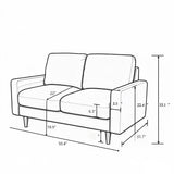 2 Seat Loveseat Sofa, Loose Back Cushion For Living Room