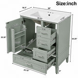 Bathroom Vanity With Sink, Soft Closing Door And Drawers - Light Green