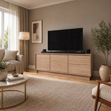 TV Stand For TVs Up To 60" With 2 Doors And 2 Drawers - Natural Walnut