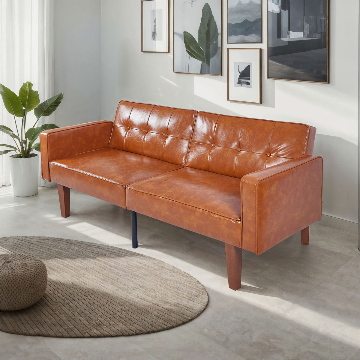 3 Position Split Back Futon Sofa Bed For Living Room