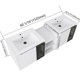 Wall Mounted Bathroom Vanity With Sink, Soft Close Doors, Cabinet & Half Door