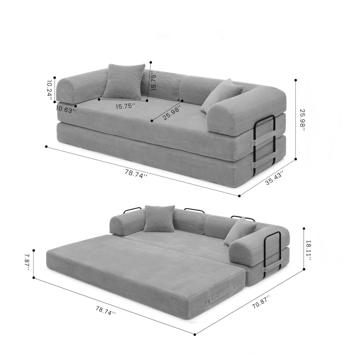 Convertible Foldable Floor Sofa Bed For Living Room