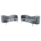 Sienna - 2 Piece Back Living Room Set, Sofa & Loveseat - Gray