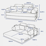 Convertible Sleeper Sofa Bed With High Density Compressed Sponge, Upholstered Couch For Living Room