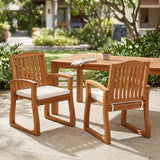 Della - Wood Armchair (Set of 2) Outdoor Dining Chairs - Cream