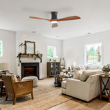 48" Ceiling Fan With Light, Dimmable LED With Memory, Quiet DC Motor - Matte Black