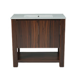 Modern Bathroom Vanity With Rectangle Ceramic Sink, Soft Closing Doors