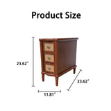 Narrow Side Table With 3 Drawers, Nightstand For Bedroom - Walnut