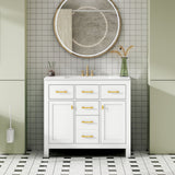 Freestanding Bathroom Vanity With 4 Drawers & 2 Cabinets, Frame Storage Cabinet Only